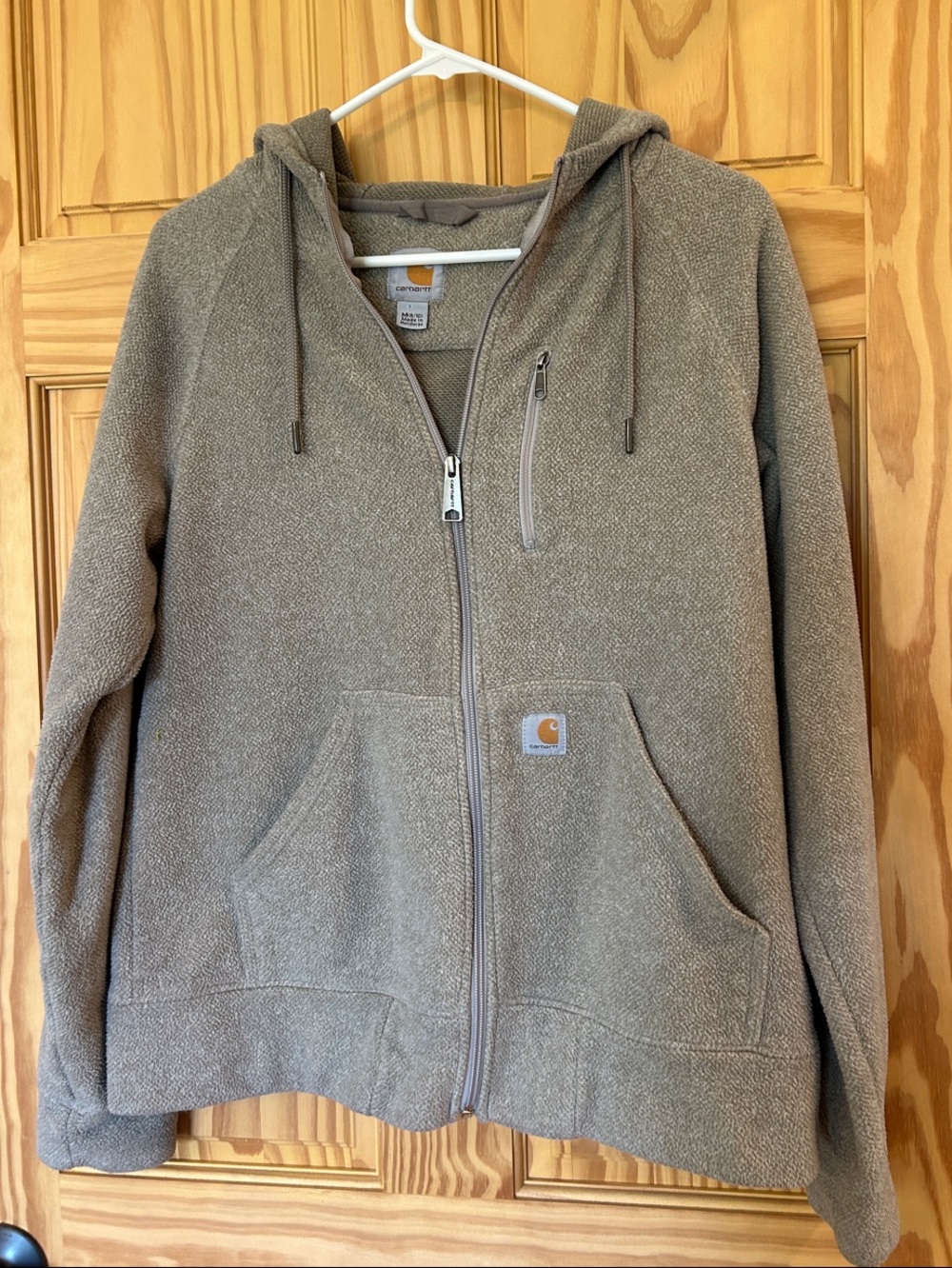 Carhartt Women’s Size M Full-Zip Hooded Fleece Sweatshirt Jacket Taupe Brown